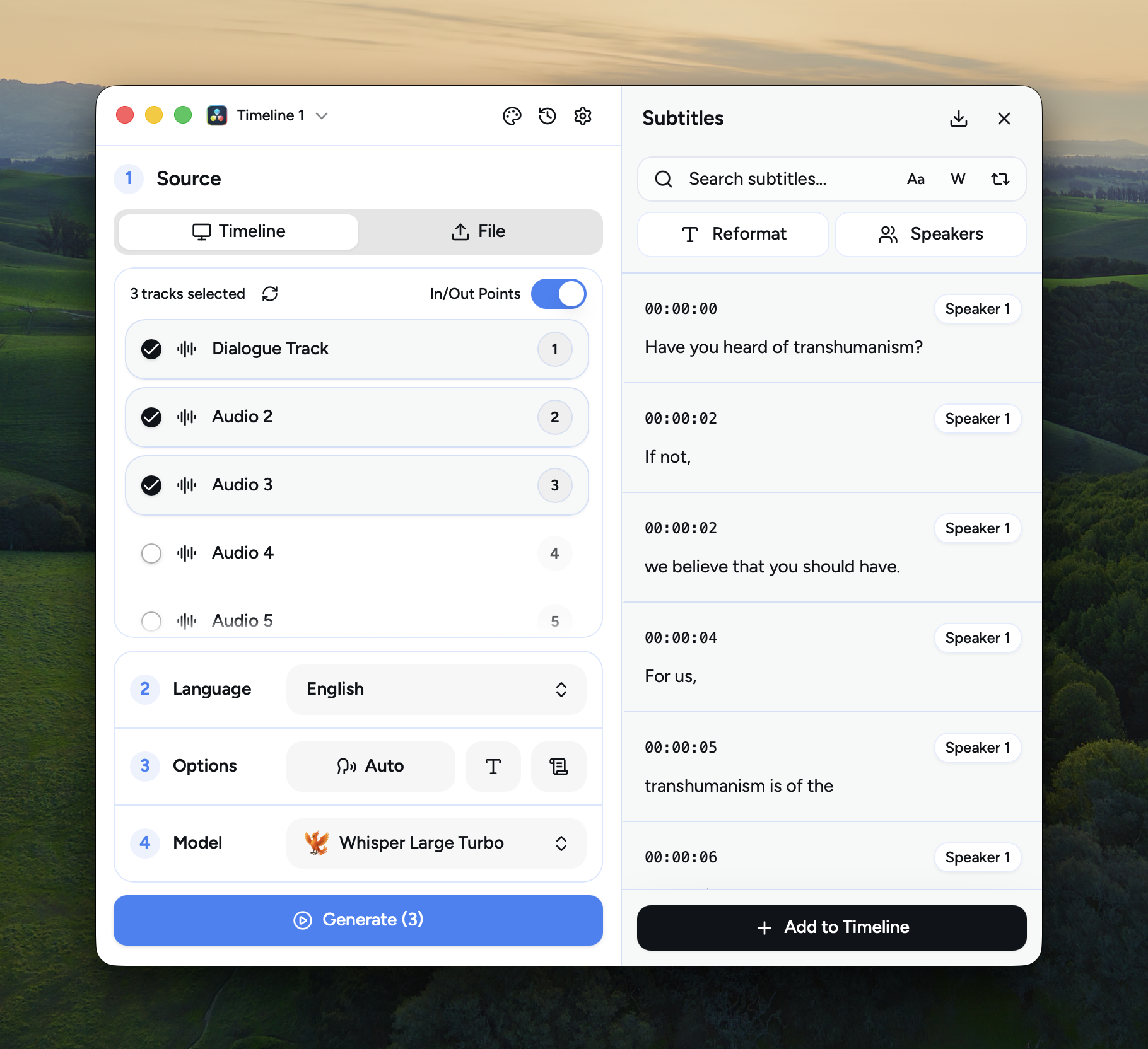 AutoSubs screenshot